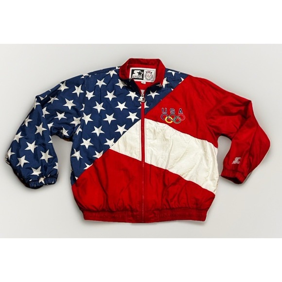 STARTER Other - Vintage 90s Starter USA Olympics Team Windbreaker Jacket Large Stars AOP Rare